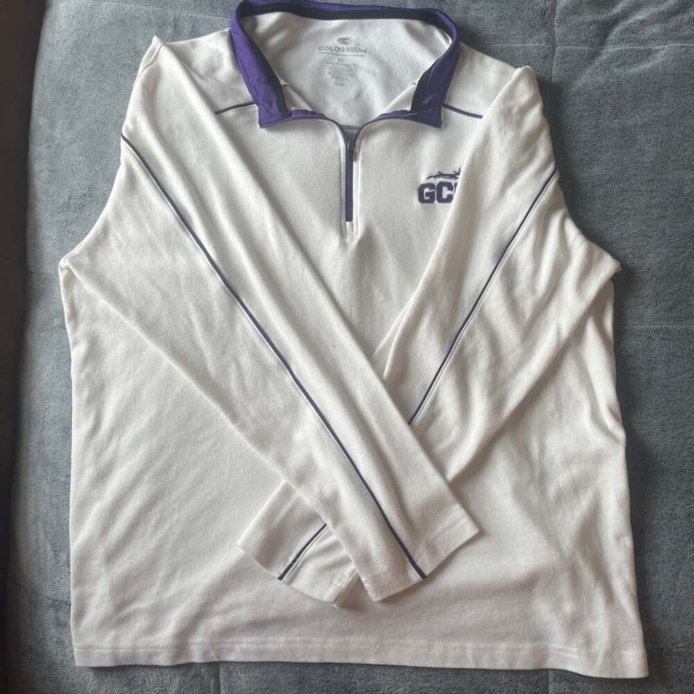 Colosseum GCU 1/4 Zip Pullover Size XL White Purple
